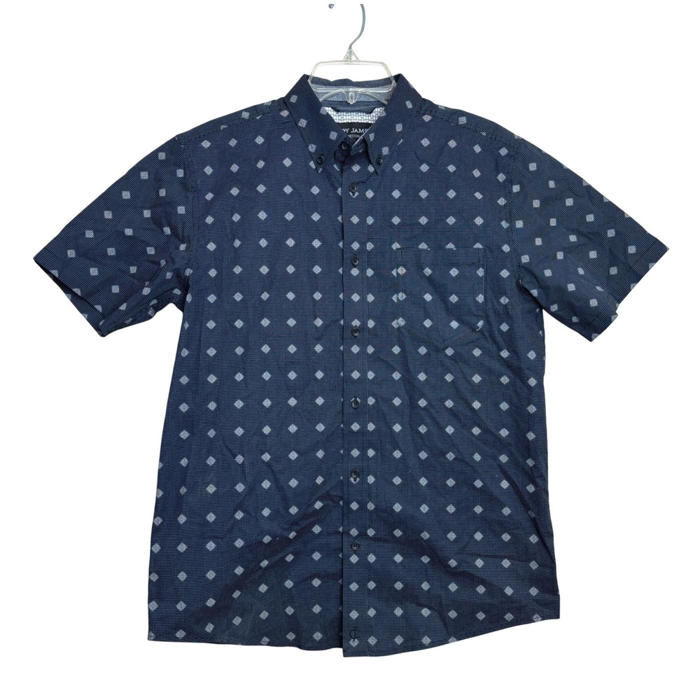 Cody James Mens S Navy Blue Galaxy Geo Diamond Print Button Shirt Cowboy Western - Picture 1 of 15